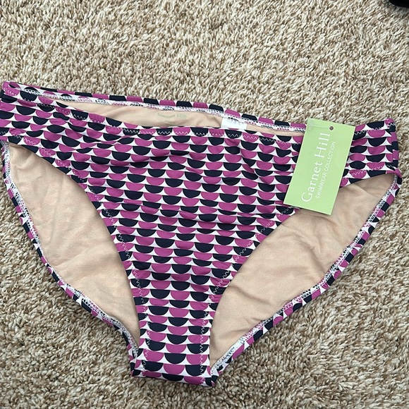 Garnet Hill navy and magenta bikini bottoms, size 12 - Picture 2 of 3